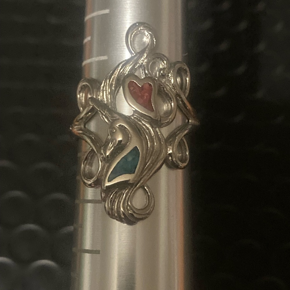 Silver Heart and unicorn Ring 8